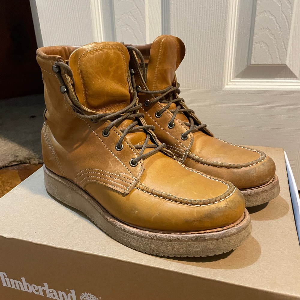 Timberland American Craft Moc Toe Boots - Medium Brown - Full Grain Leather - Si